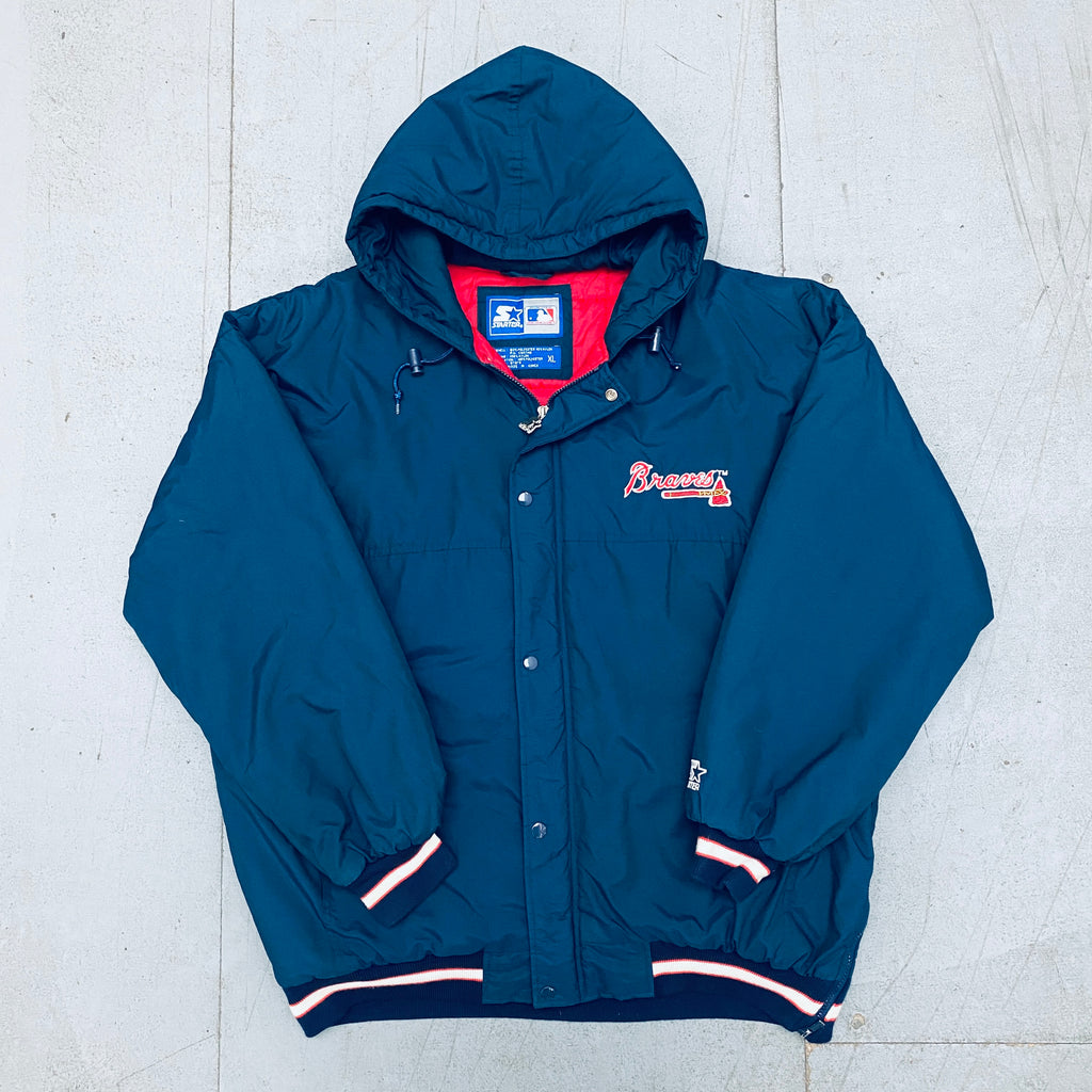 Atlanta Braves: 1990's Reverse Embroidered Spellout Fullzip Stater