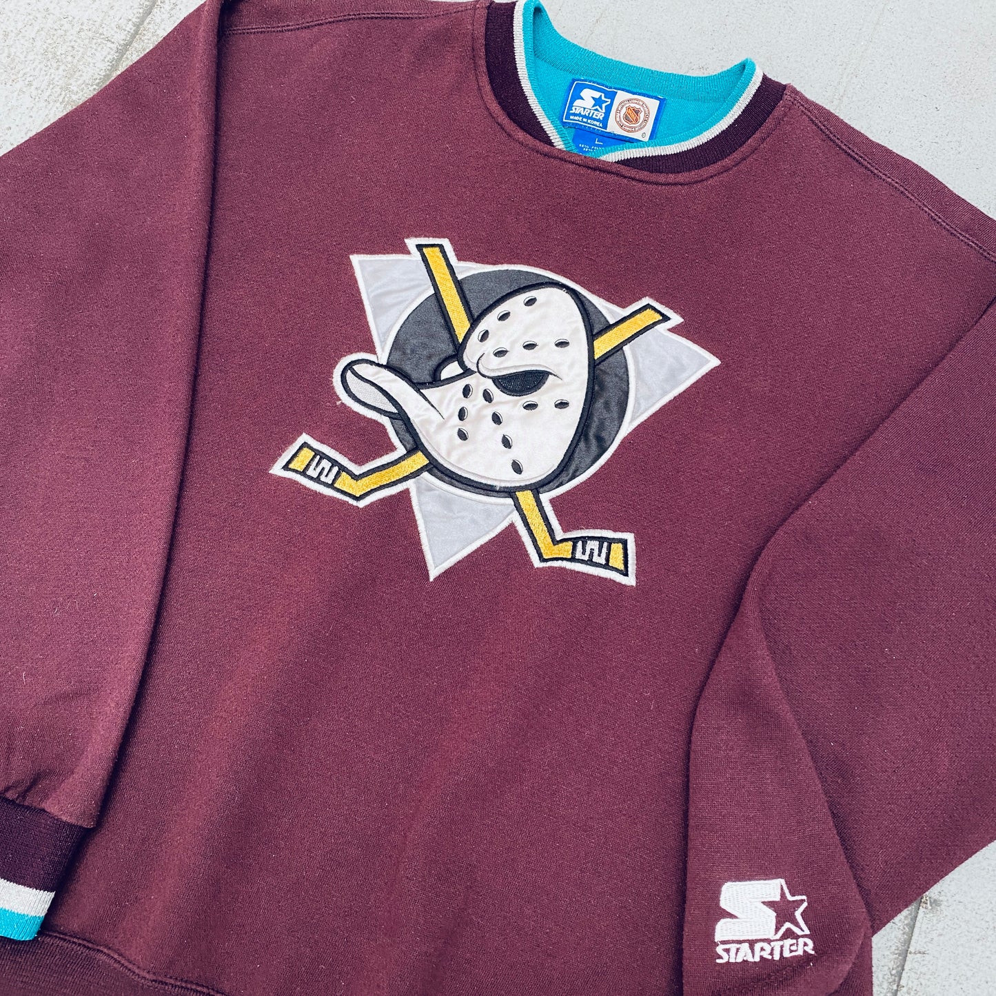 Mighty Ducks Of Anaheim: 1990's Embroidered Logo Starter Sweat (S)