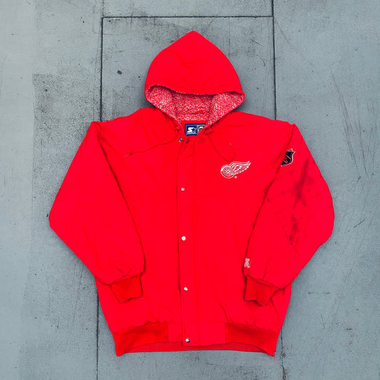 Detroit Red Wings: 1990's Fullzip Starter Parka Jacket (XL)