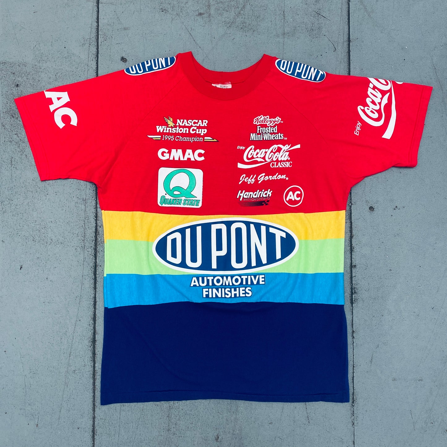 NASCAR: 1995 Chase Authentics Jeff Gordon Winston Cup Champion All Over "Rainbow" Tee (XL)