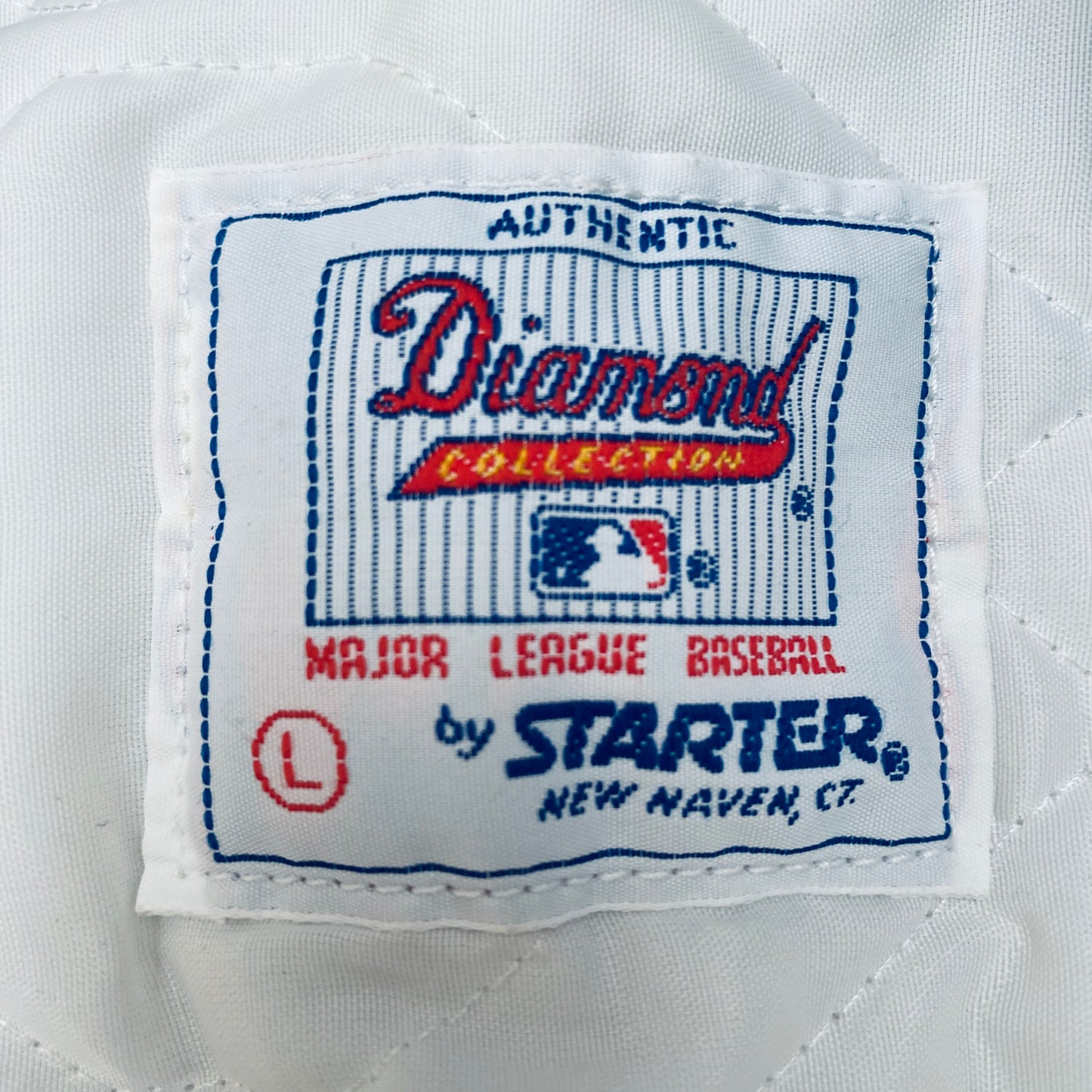 New York Mets: 1980's White Satin Diamond Collection Starter Bomber Jacket (L)