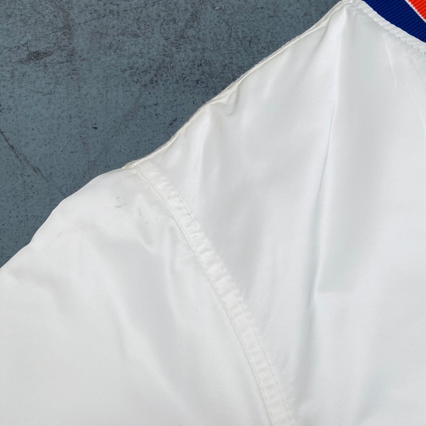 New York Mets: 1980's White Satin Diamond Collection Starter Bomber Jacket (L)