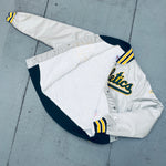 Oakland Athletics: 1980's Silver Satin Diamond Collection Starter Bomber Jacket (S)