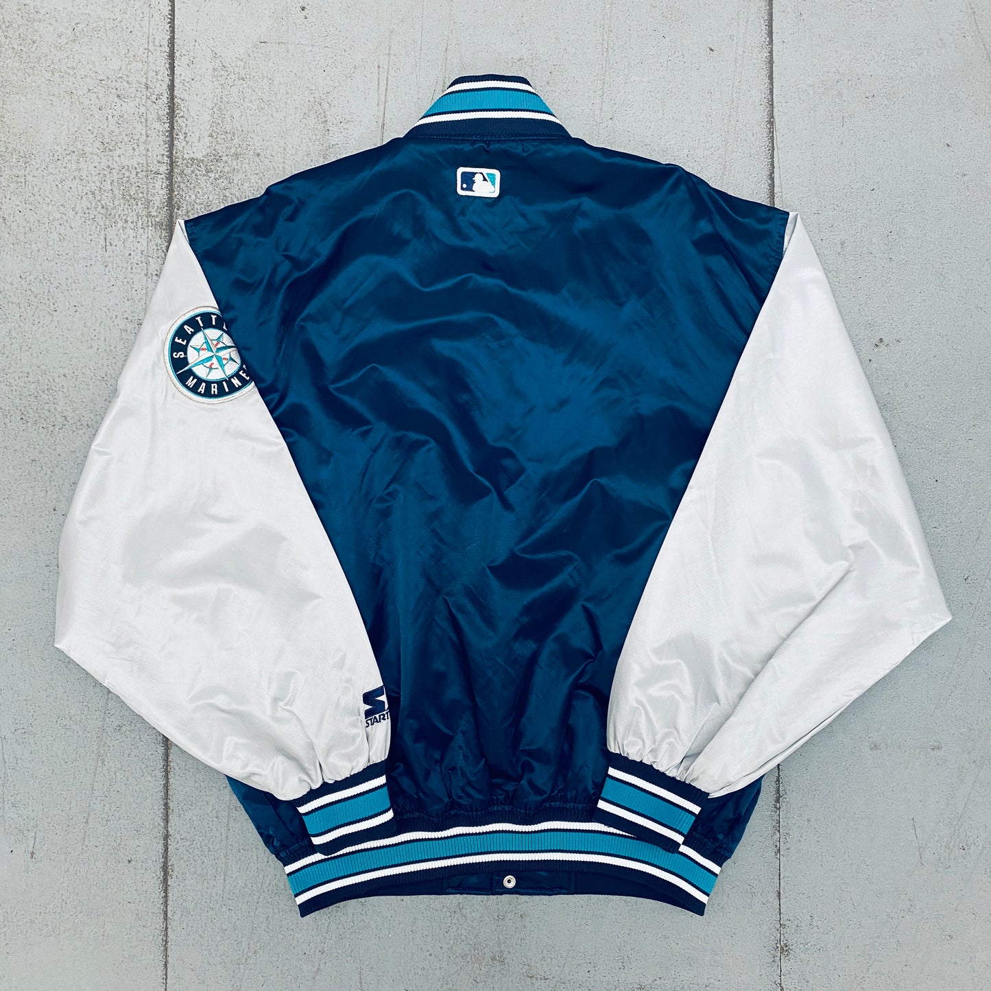 Seattle Mariners: 1990's Satin Diamond Collection Lightweight Dugout Starter Bomber Jacket (XL)