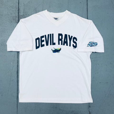 Tampa Bay Devil Rays: 1998 Inaugural Season Stitched Spellout Tee (XL)
