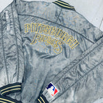 Pittsburgh Pirates: 1990's Reverse Embroidered Spellout Stone Wash Fullzip Bomber Jacket (XL)