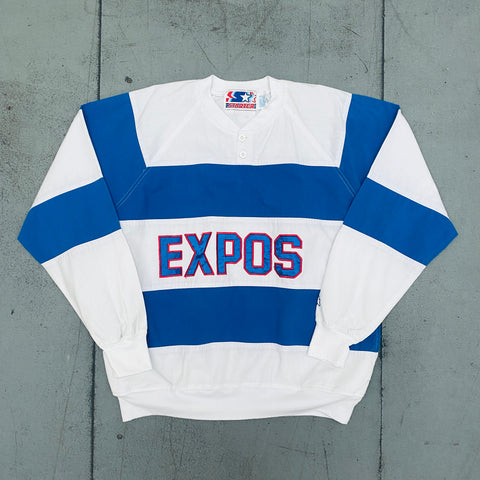 Montreal Expos: 1980's Embroidered Spellout Starter Sweat (L)