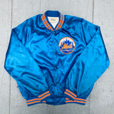 New York Mets: 1980's Chalk Line Satin Stitched Reverse Spellout Bomber Jacket (M/L)