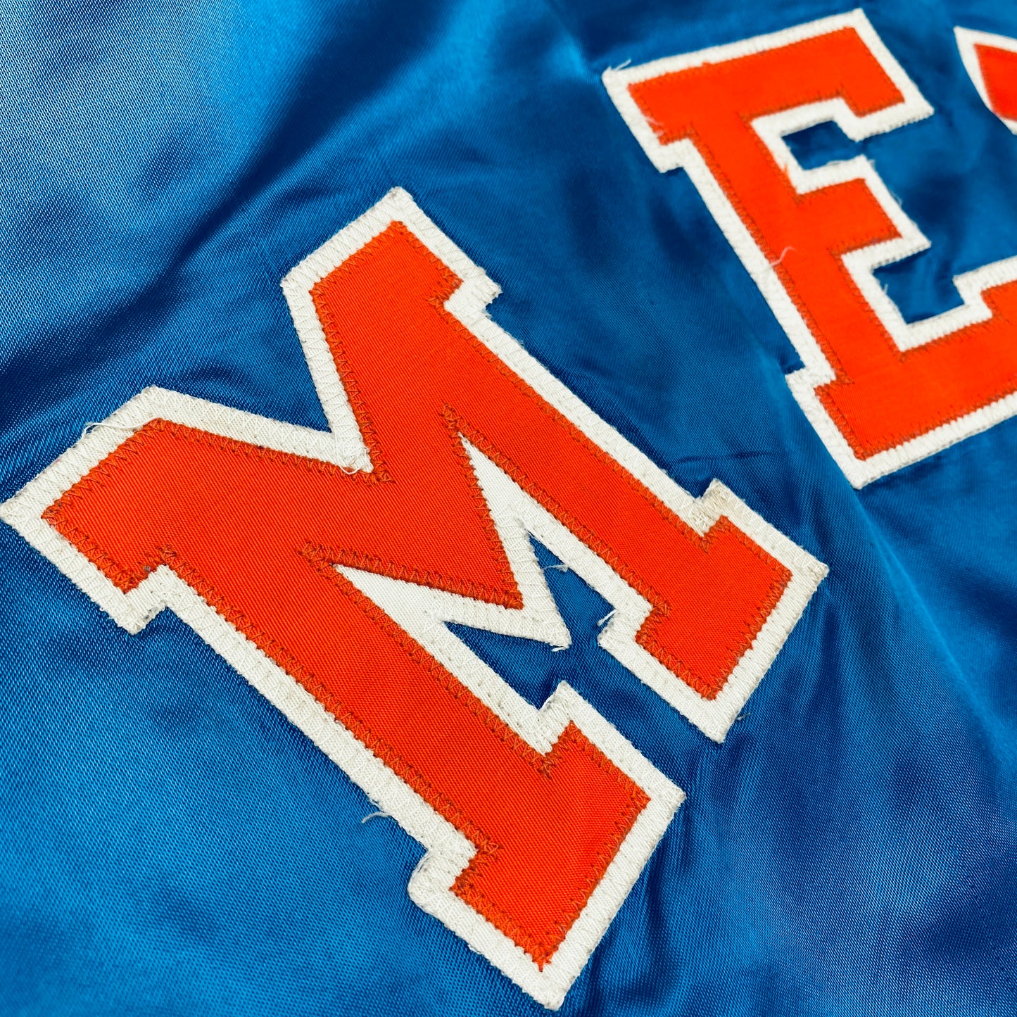 New York Mets: 1980's Chalk Line Satin Stitched Reverse Spellout Bomber Jacket (M/L)