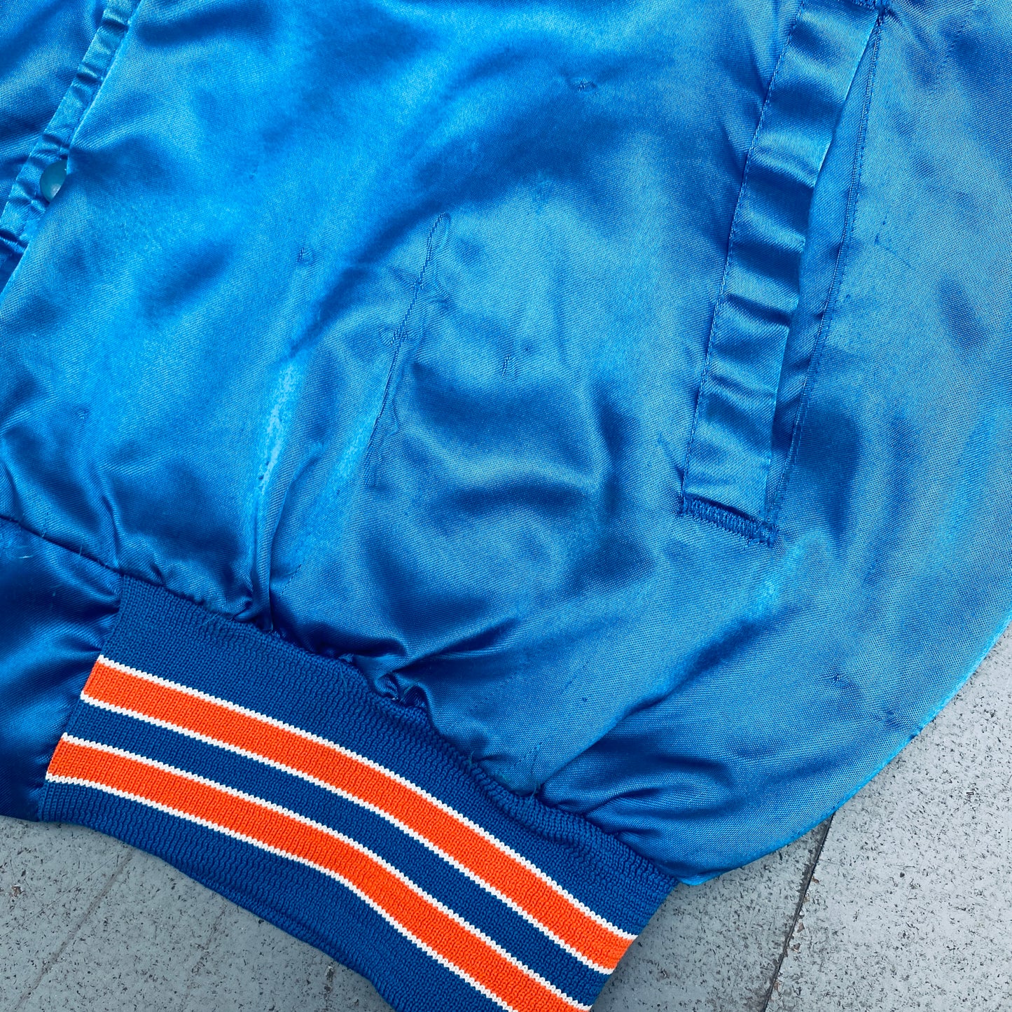 New York Mets: 1980's Chalk Line Satin Stitched Reverse Spellout Bomber Jacket (M/L)