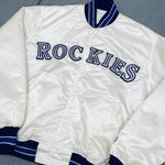 Colorado Rockies: 1990's White Satin Diamond Collection Starter Bomber Jacket (L)