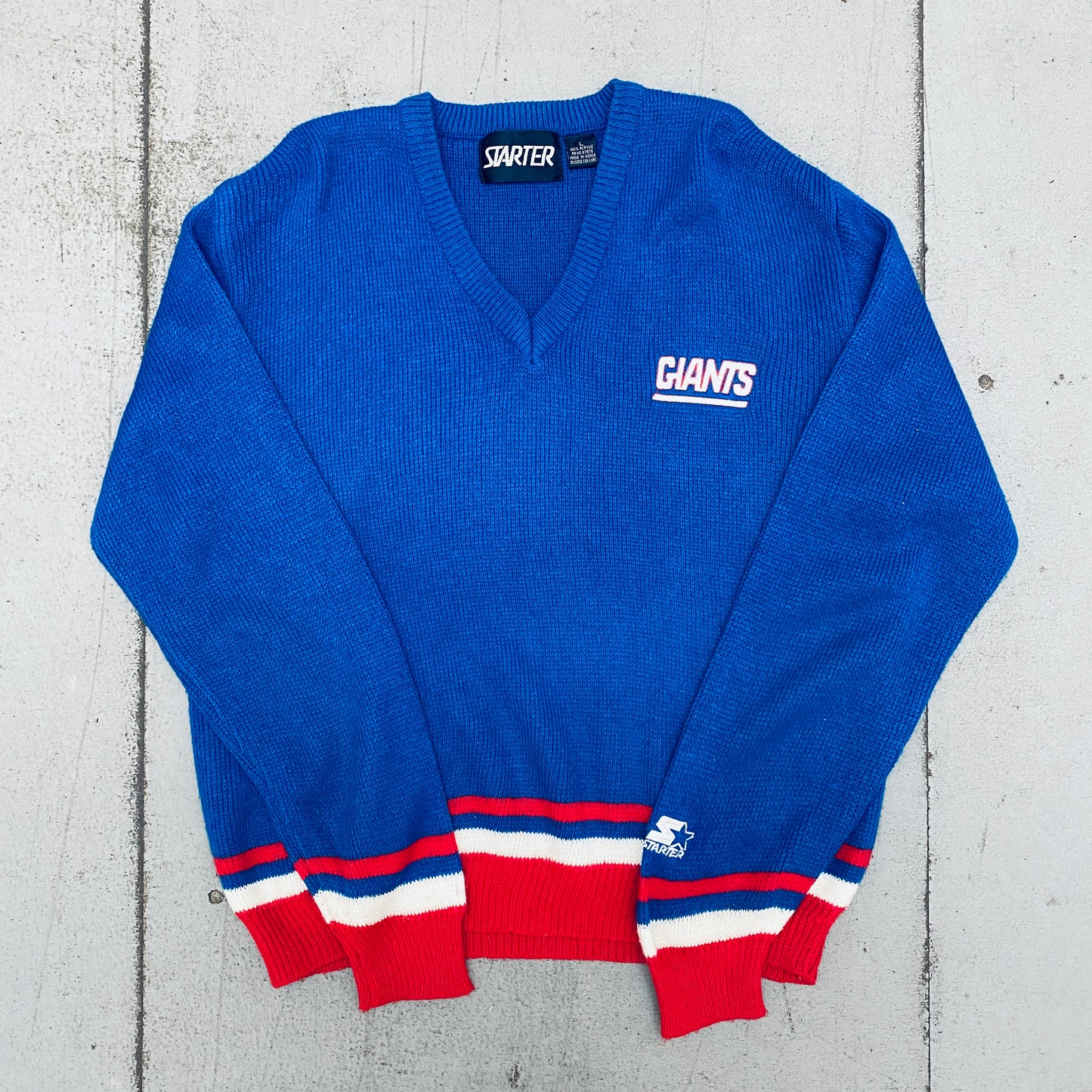 New York Giants: 1980's Knitted V-Neck Starter Sweat (L)