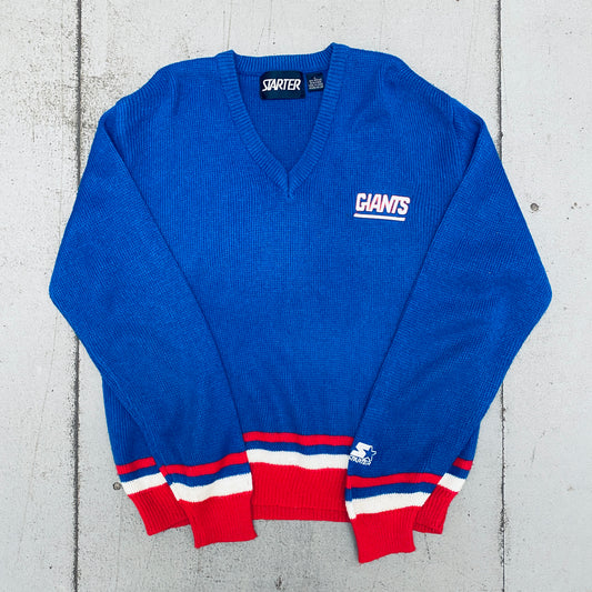 New York Giants: 1980's Knitted V-Neck Starter Sweat (L)