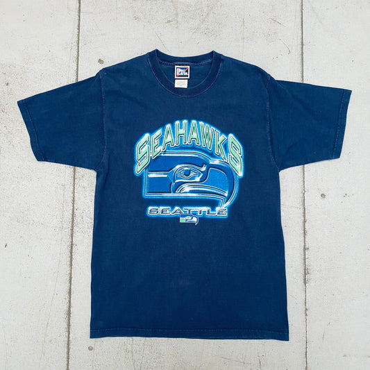 Seattle Seahawks: 1990's Pro Player Graphic Spellout Tee (S/M)