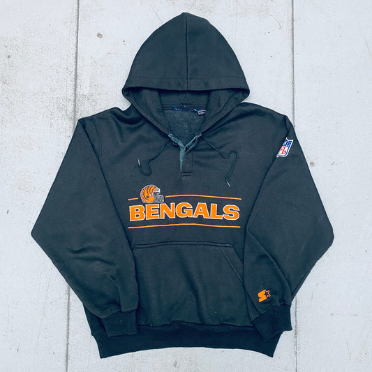 Cincinnati Bengals: 1980's Embroidered Spellout Starter Hoodie (L)