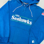 Seattle Seahawks: 1980's Embroidered Spellout Starter Hoodie (L)