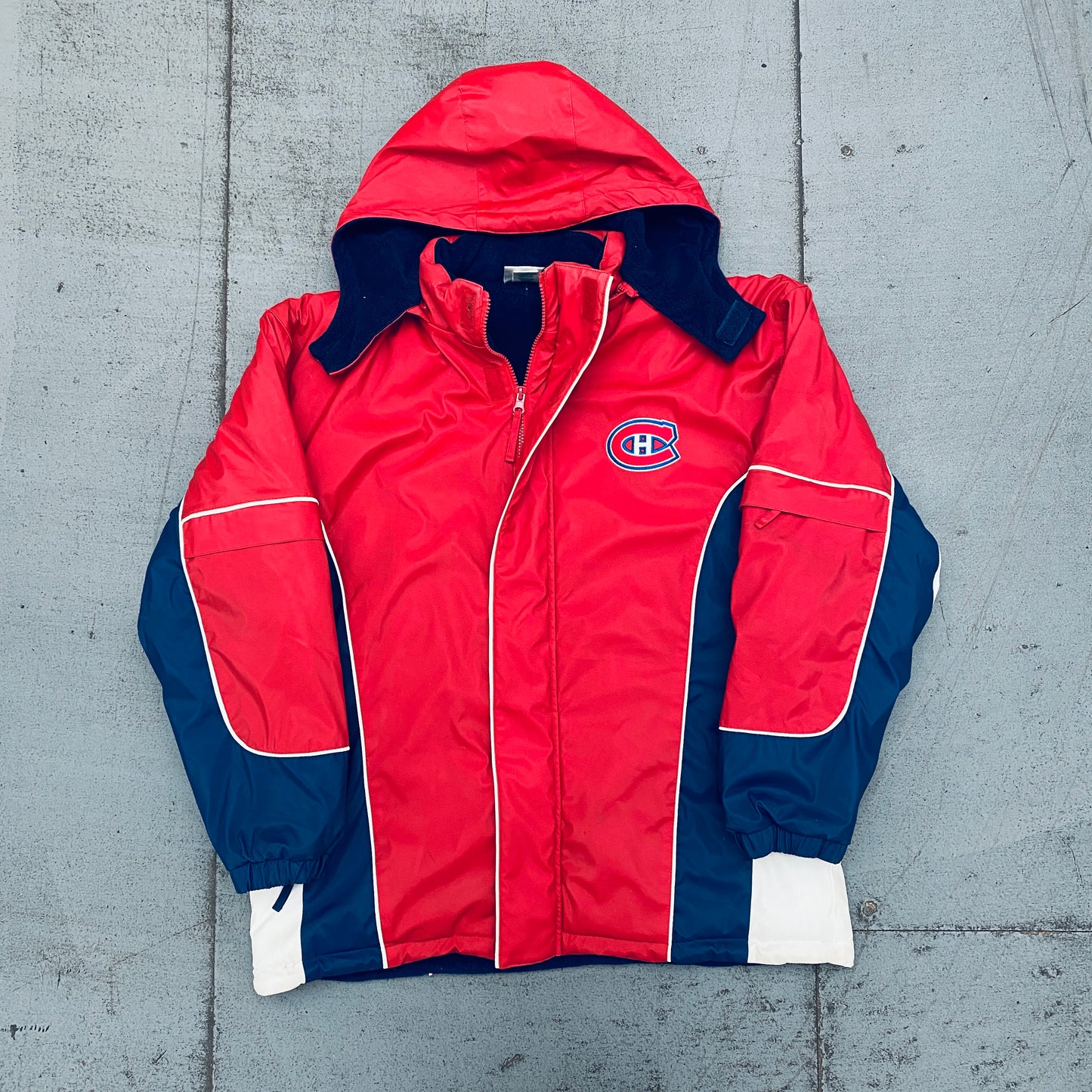 Montreal Canadiens: 1990's Fullzip Waterproof Fleeced Rain Mac (S/M)