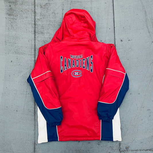 Montreal Canadiens: 1990's Fullzip Waterproof Fleeced Rain Mac (S/M)