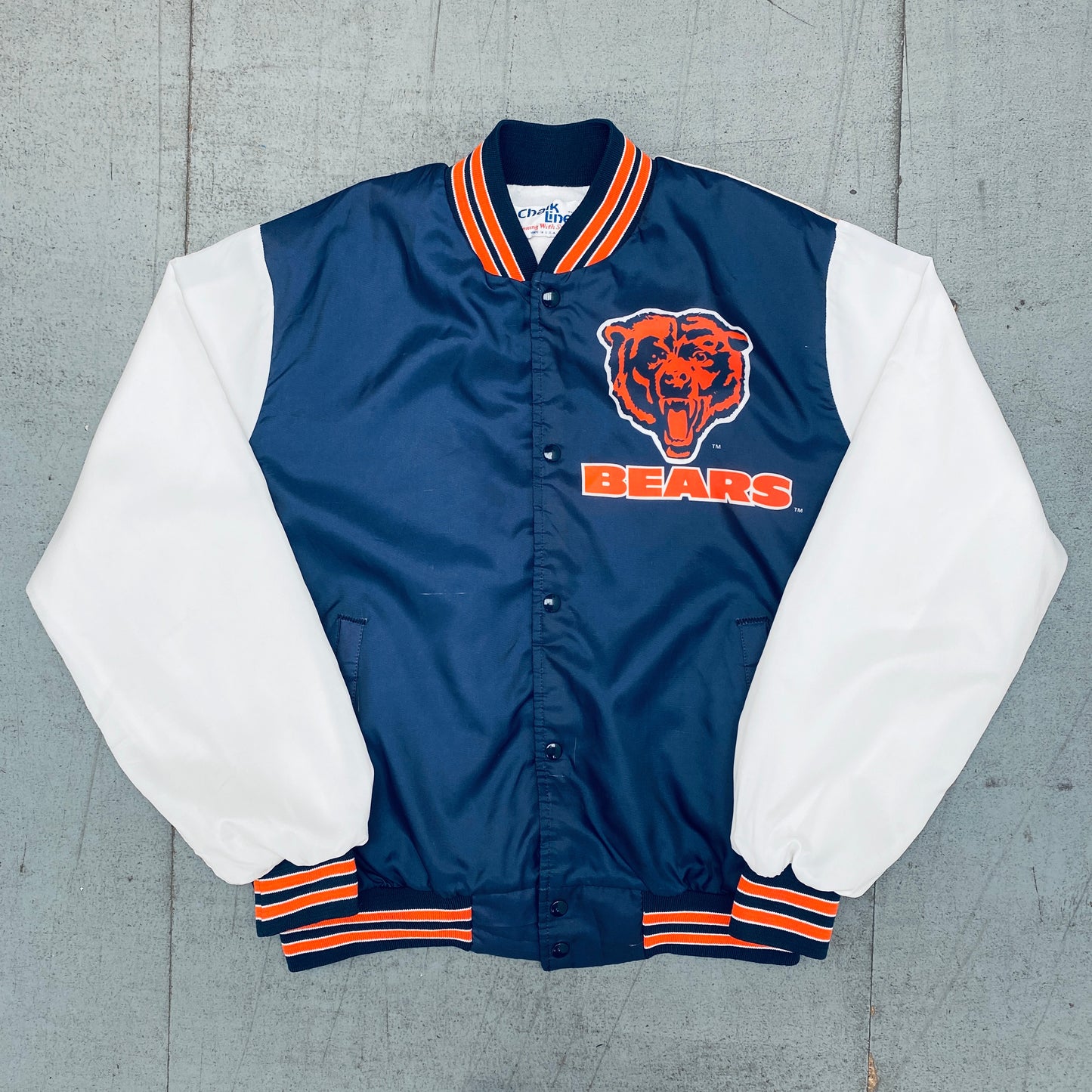 Chicago Bears: 1990's Chalk Line Fanimation Bomber Jacket (L)