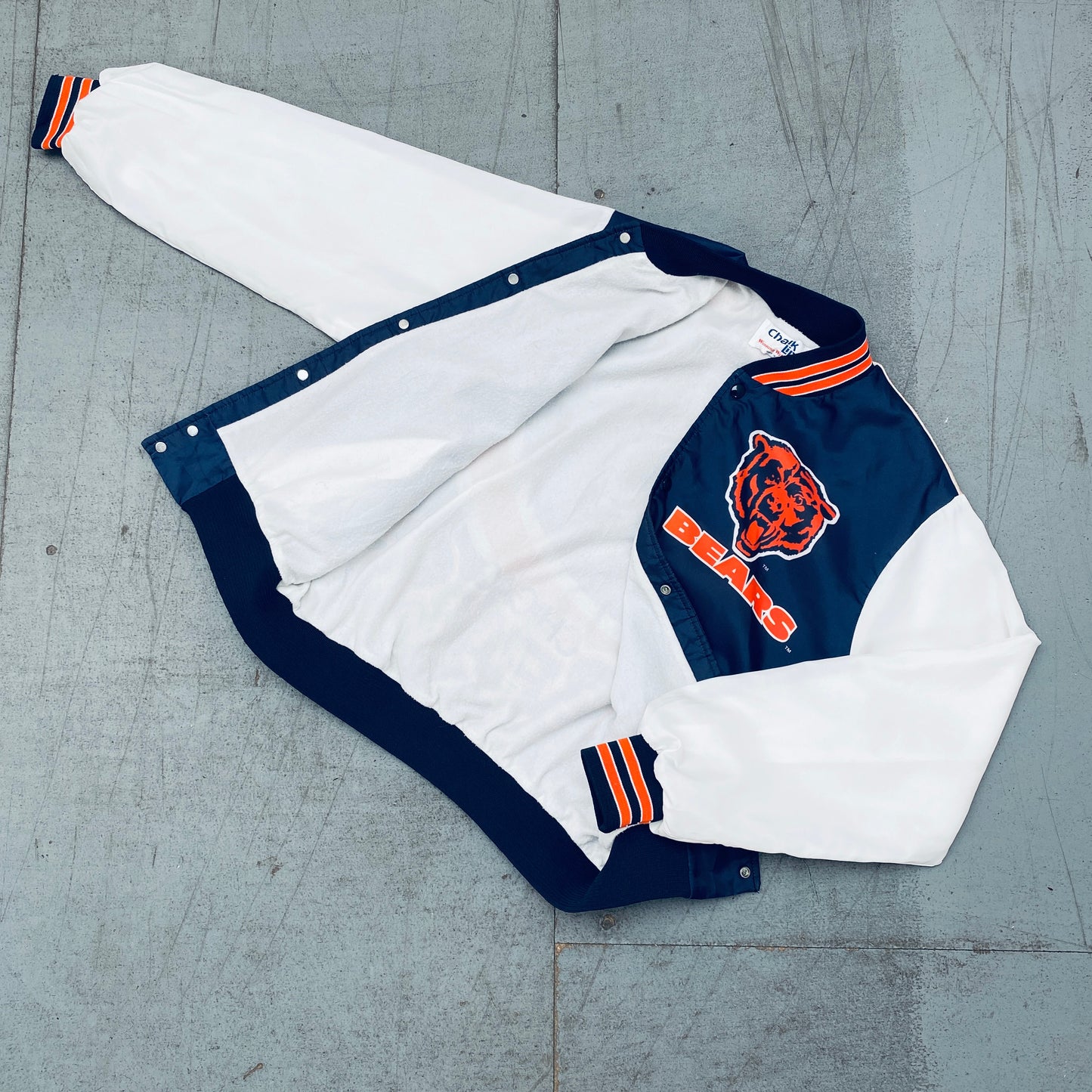 Chicago Bears: 1990's Chalk Line Fanimation Bomber Jacket (L)