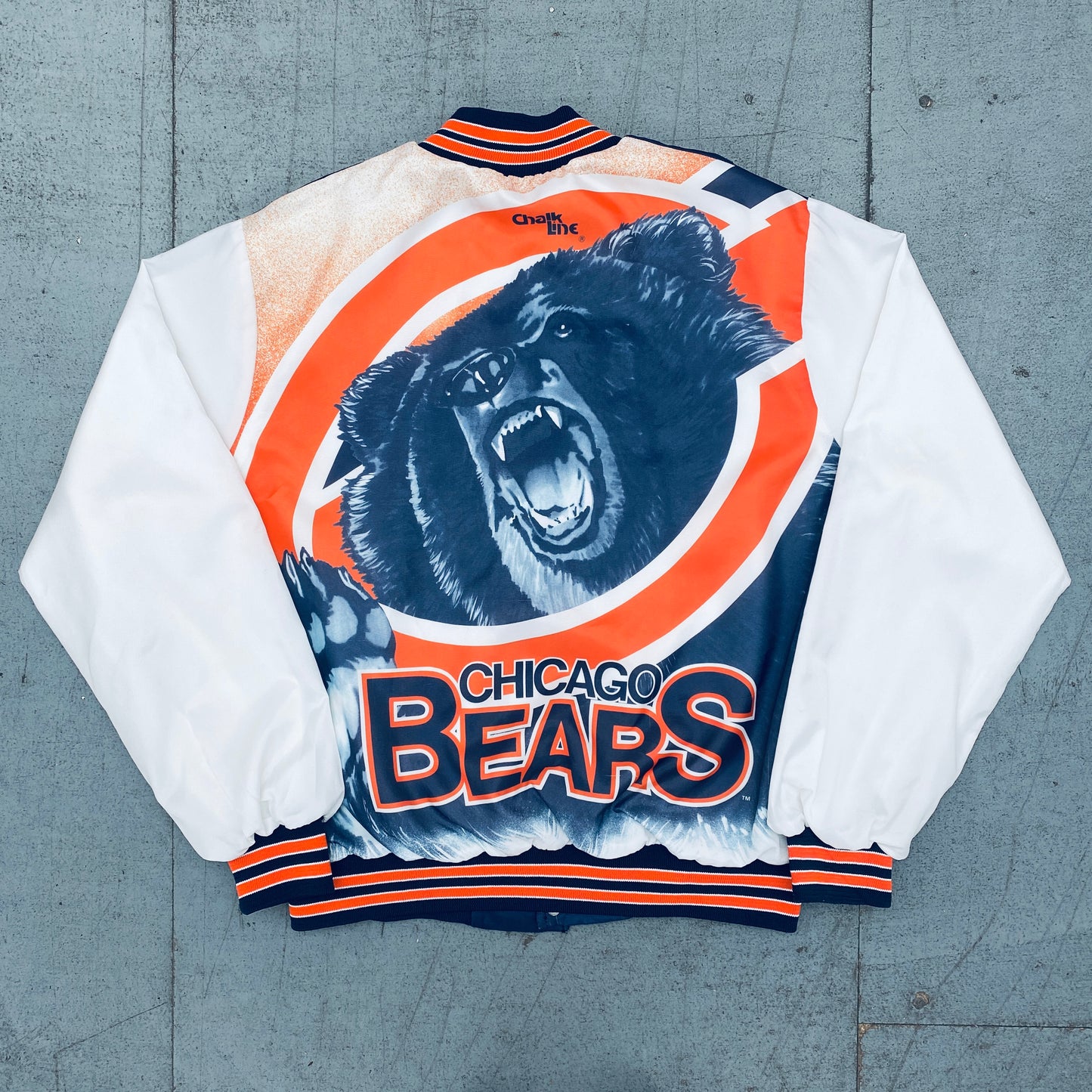 Chicago Bears: 1990's Chalk Line Fanimation Bomber Jacket (L)