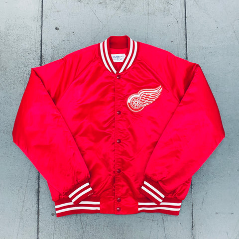 VINTAGE Detroit Red Wings Jacket Mens Small Leather 2002 Stanley Cup  Champions