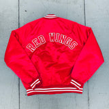 Detroit Red Wings: 1990's Chalk Line Satin Stitched Reverse Spellout Bomber Jacket (L)
