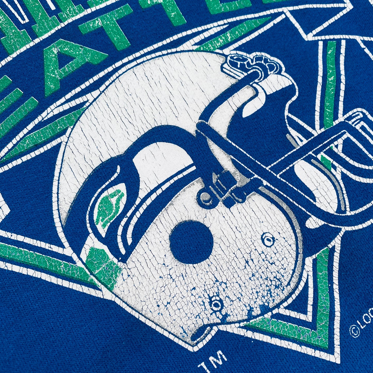 Seattle Seahawks: 1990's Logo 7 Graphic Spellout Sweat (S)