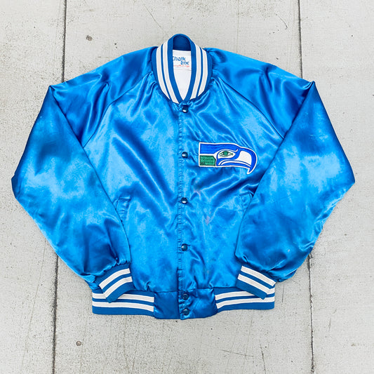 Seattle Seahawks: 1990's Chalk Line Satin Bomber Jacket (L)