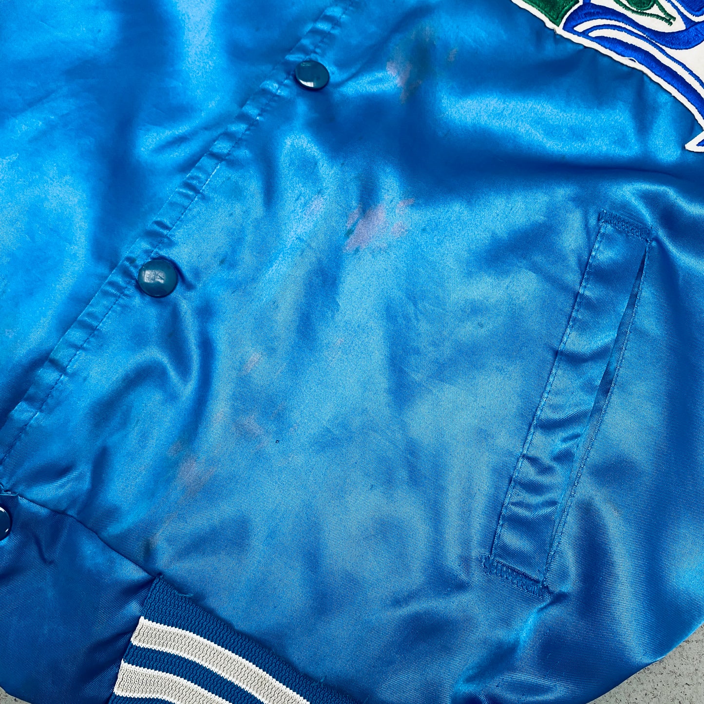 Seattle Seahawks: 1990's Chalk Line Satin Bomber Jacket (L)