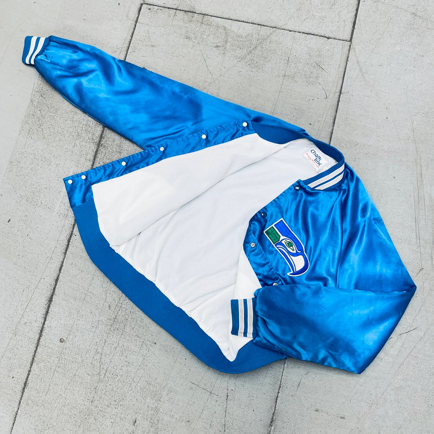 Seattle Seahawks: 1990's Chalk Line Satin Bomber Jacket (L)