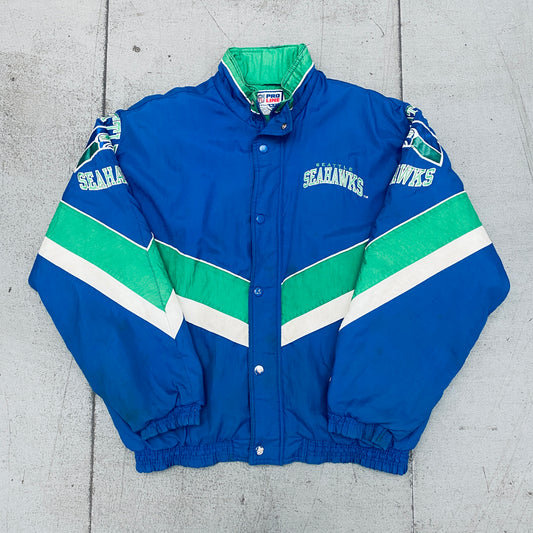 Seattle Seahawks: 1990's Fullzip Proline Starter Chevron Jacket (L)