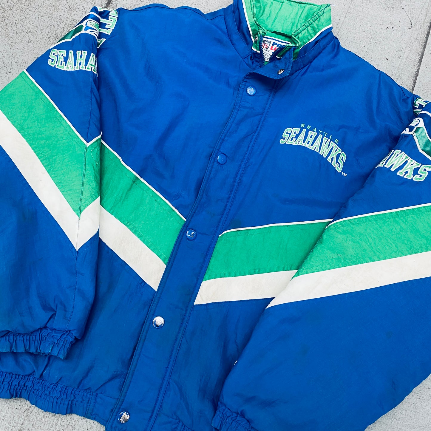 Seattle Seahawks: 1990's Fullzip Proline Starter Chevron Jacket (L)