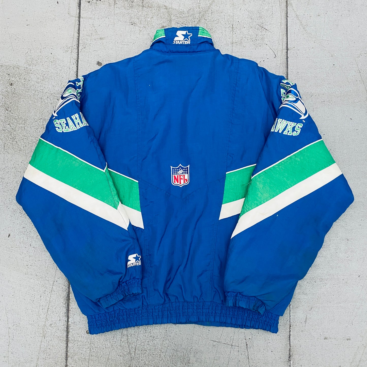 Seattle Seahawks: 1990's Fullzip Proline Starter Chevron Jacket (L)