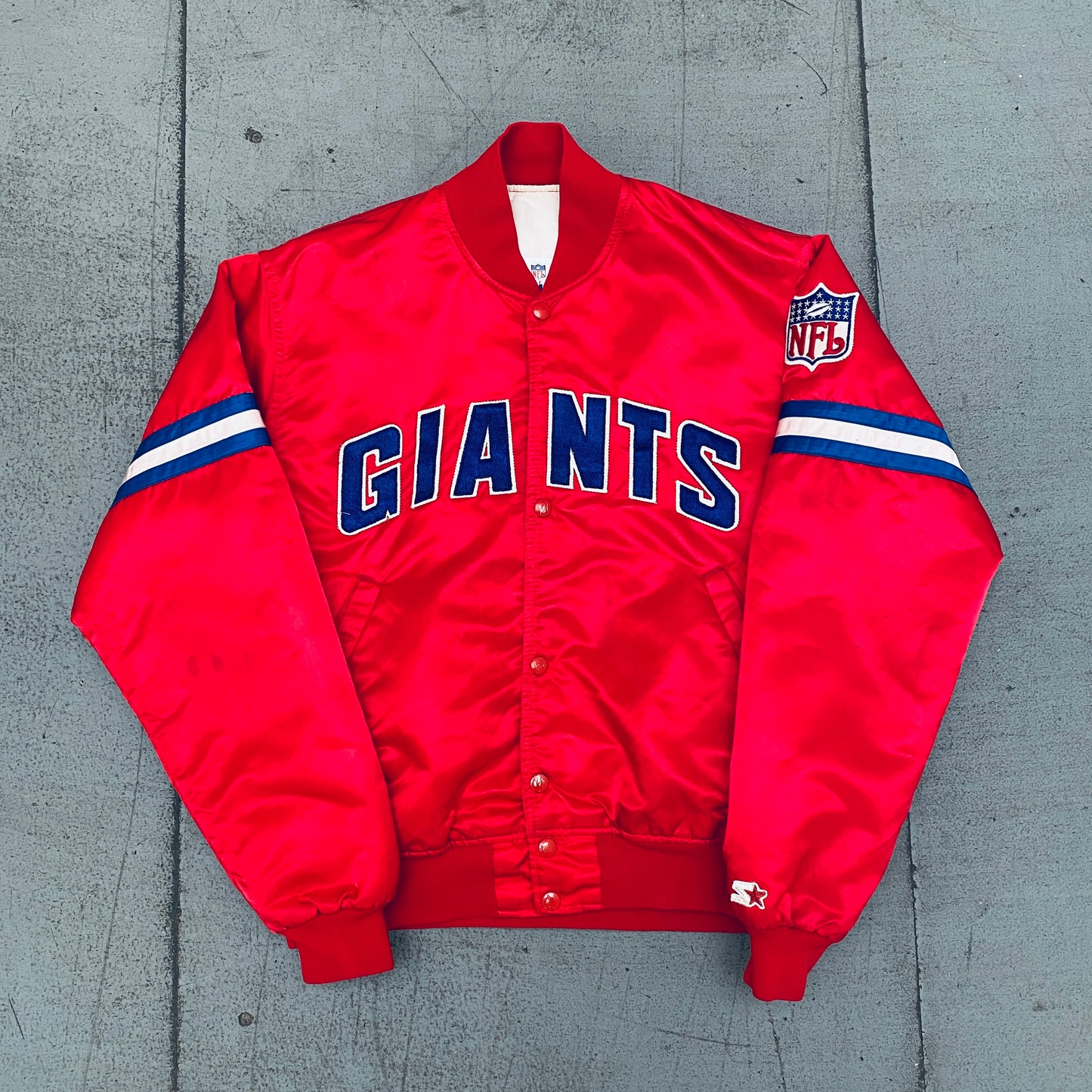 New York Giants: 1980’s Satin "The Belichick" Proline Starter Bomber Jacket (M)