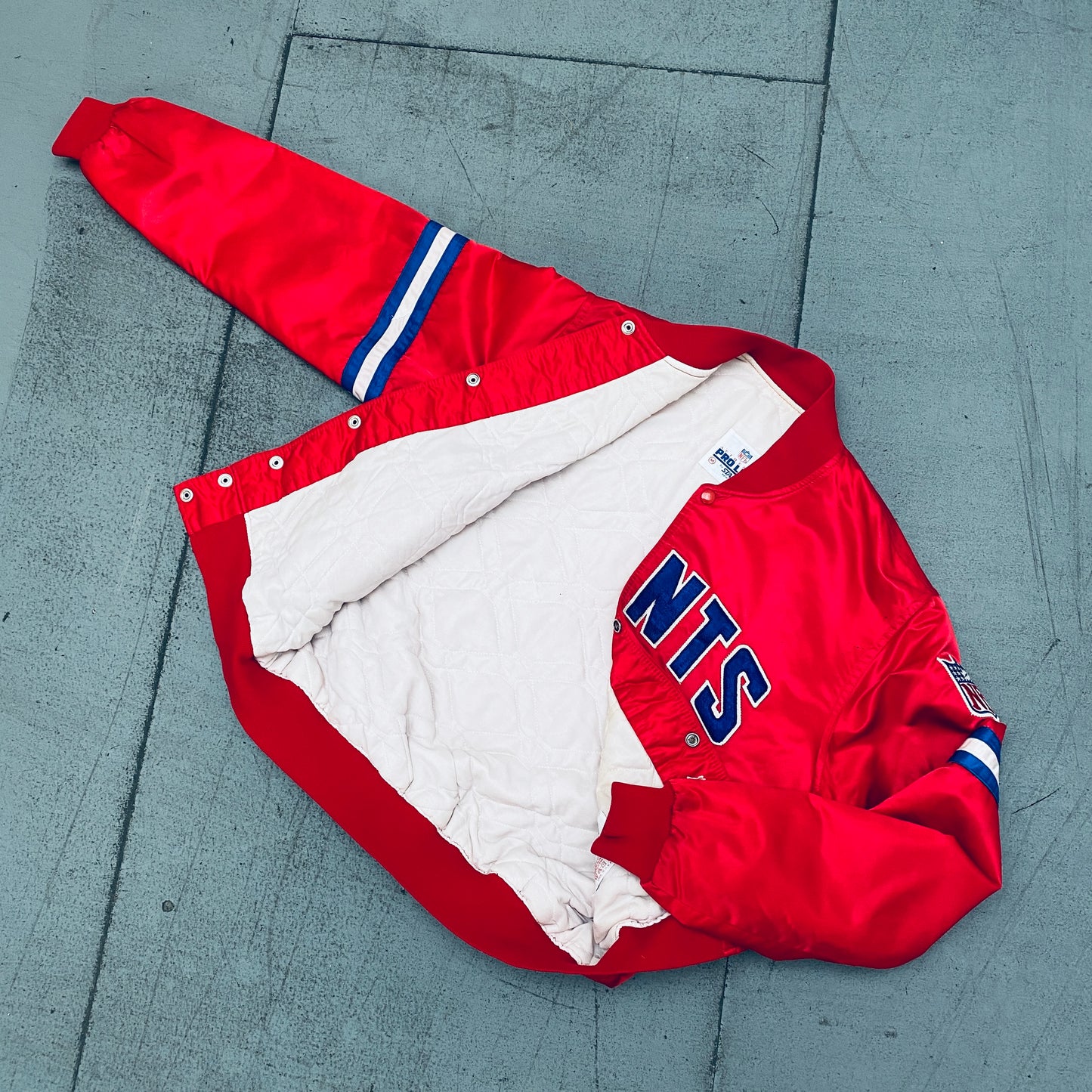 New York Giants: 1980’s Satin "The Belichick" Proline Starter Bomber Jacket (M)