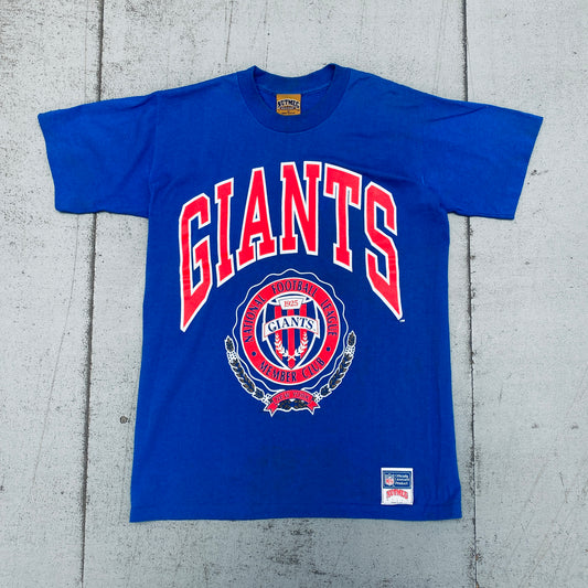 New York Giants: 1990's Nutmeg Mills Graphic Spellout Tee (M)