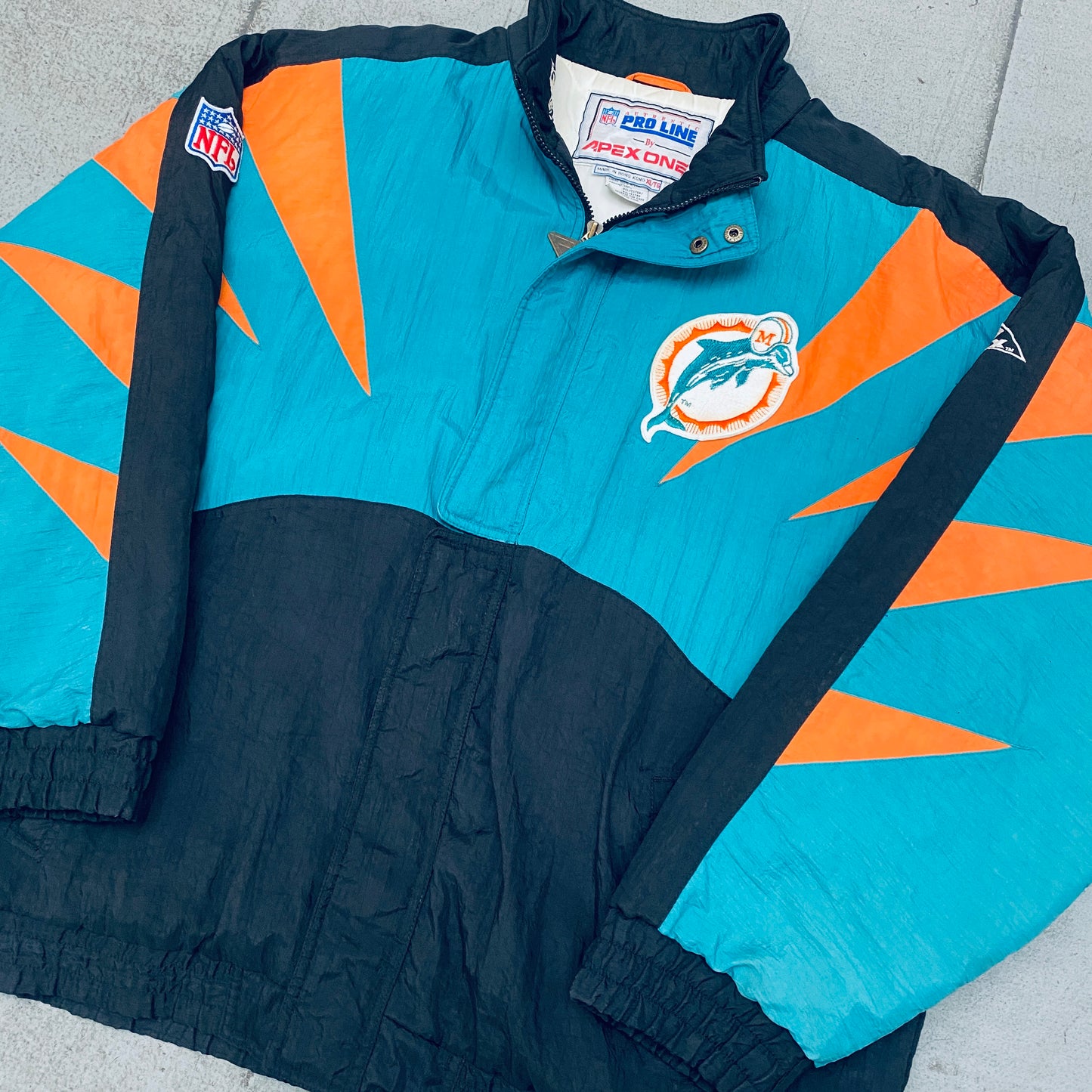 Miami Dolphins: 1990's Apex One Sharktooth Fullzip Proline Jacket (XL)