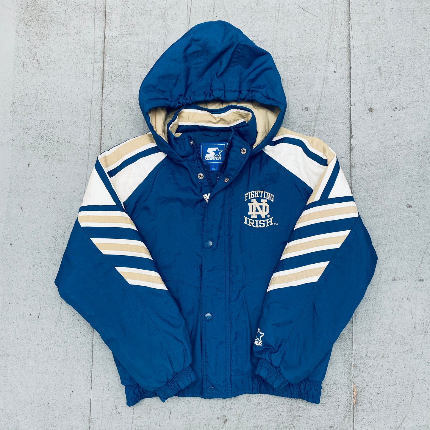 Notre Dame Fighting Irish: 1990's Fullzip Chevron Starter Jacket (S)