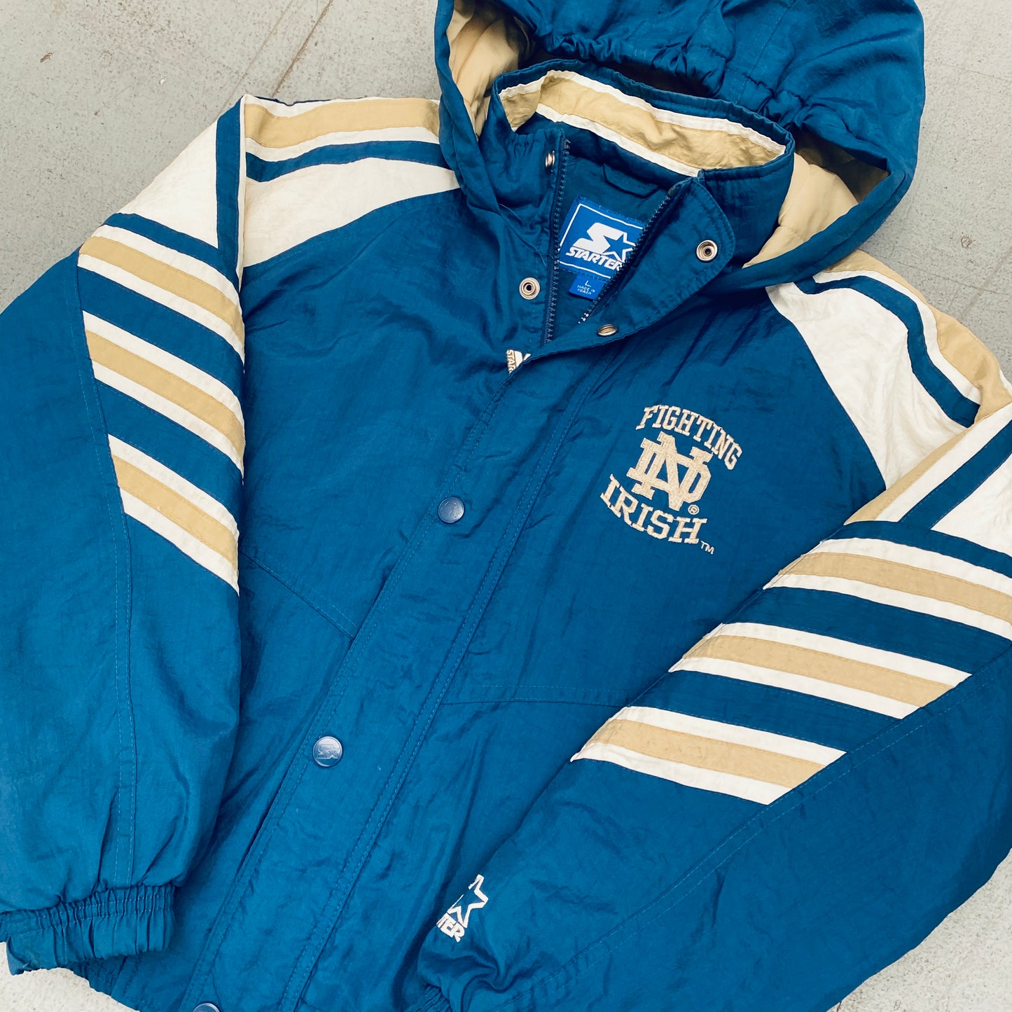 Notre Dame Fighting Irish: 1990's Fullzip Chevron Starter Jacket (S)