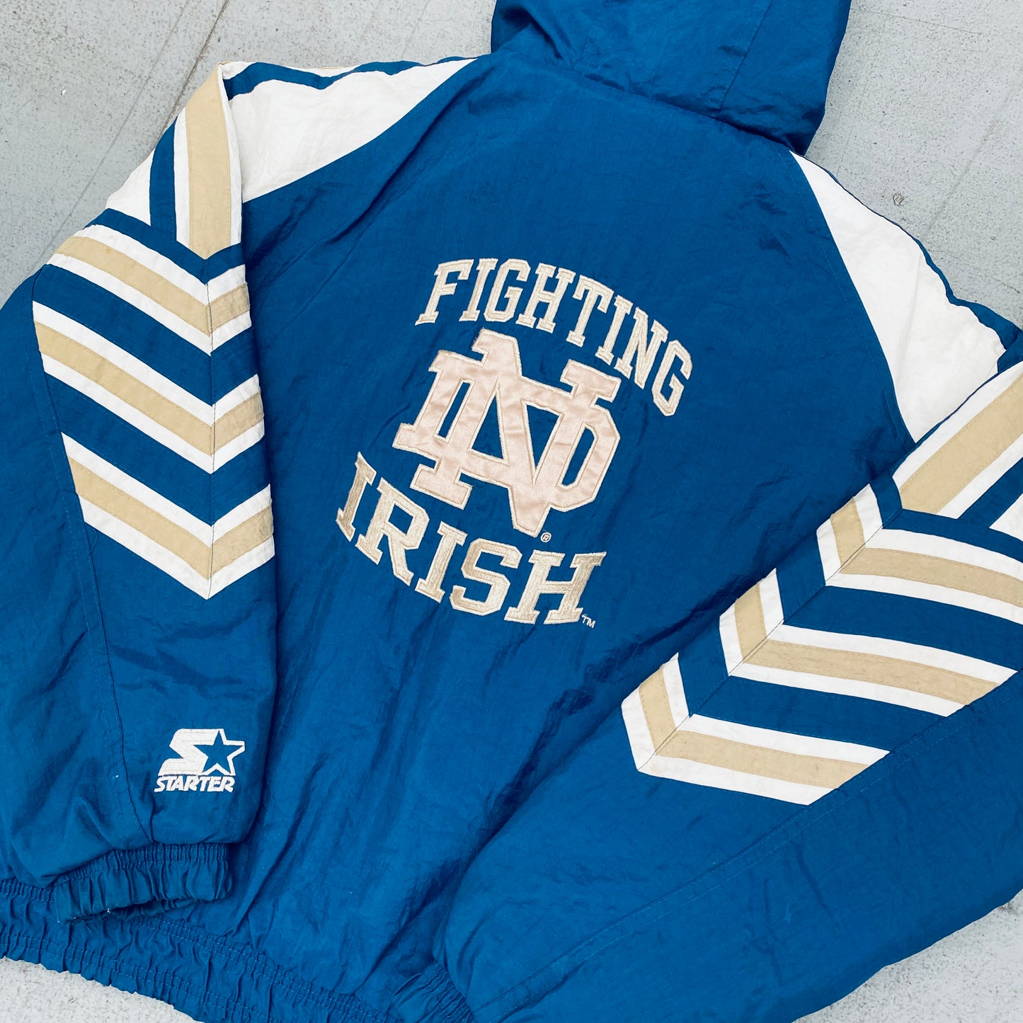 Notre Dame Fighting Irish: 1990's Fullzip Chevron Starter Jacket (S)