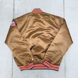 Cleveland Browns: 1980's Satin Stitched Spellout Starter Bomber Jacket (L)