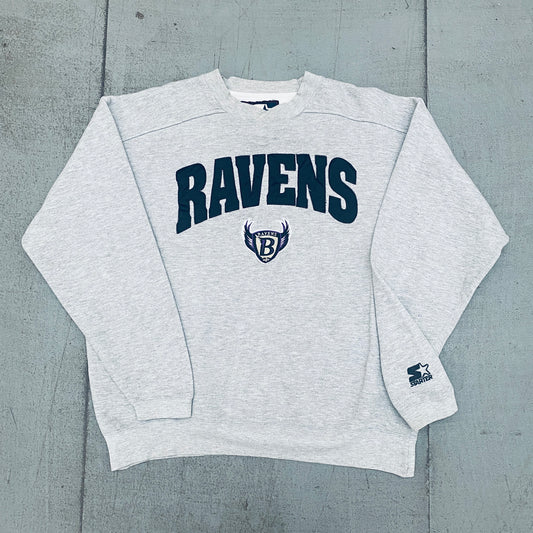 Baltimore Ravens: 1996 Old Logo Stitched Spellout Starter Sweat (L)