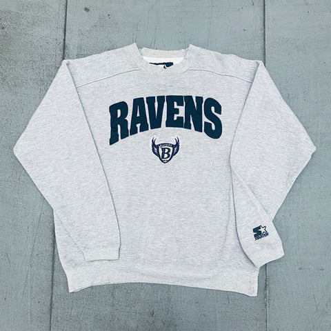 Baltimore Ravens: 1996 Old Logo Stitched Spellout Starter Sweat (L)