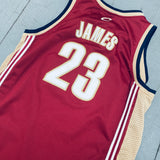 Cleveland Cavaliers: LeBron James Rookie 2003/04 Red Nike Stitched Jersey (S)