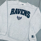 Baltimore Ravens: 1996 Old Logo Stitched Spellout Starter Sweat (L)