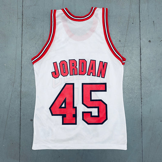 Chicago Bulls: Michael Jordan 1995 White Champion Jersey (S)