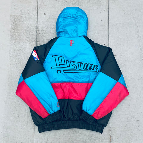 Detroit Pistons: 1990's Pro Player Reverse Spellout Fullzip Jacket (XL)