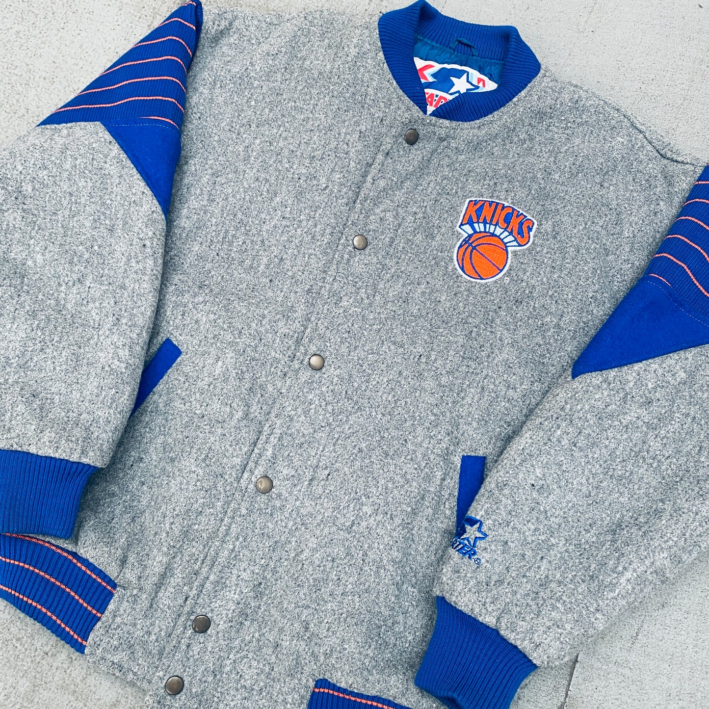 New York Knicks: 1990's Reverse Script Spellout Fullzip Wool Starter Bomber (M/L)