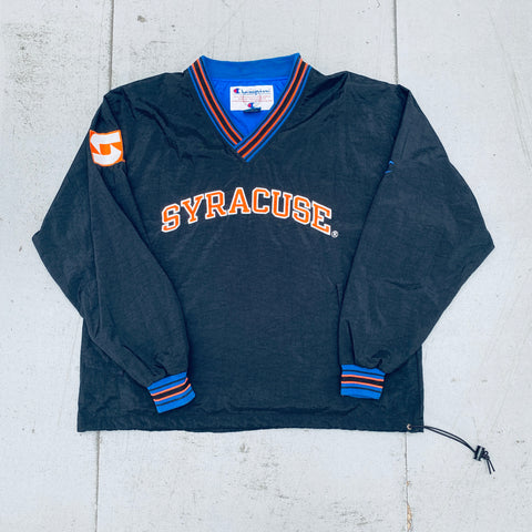 Syracuse Orange Men: 1990's Champion Blackout Spellout Sideline Jacket (XL)